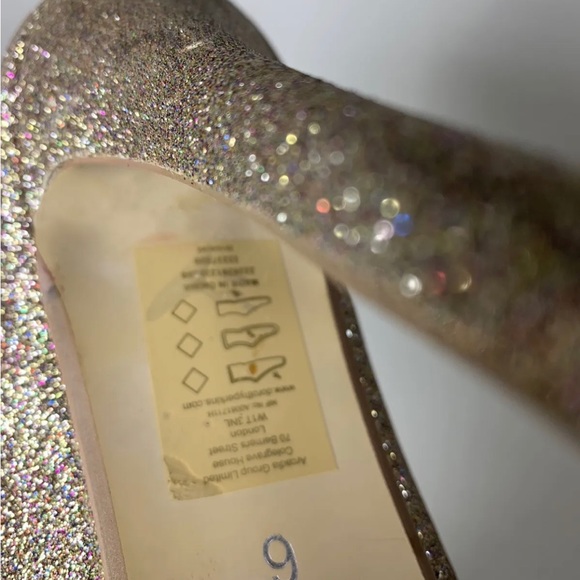 Dorothy Perkins Gold Stiletto Shoes High Heel Court Shoes Sparkly EU39 UK Size 6 - Picture 8 of 9